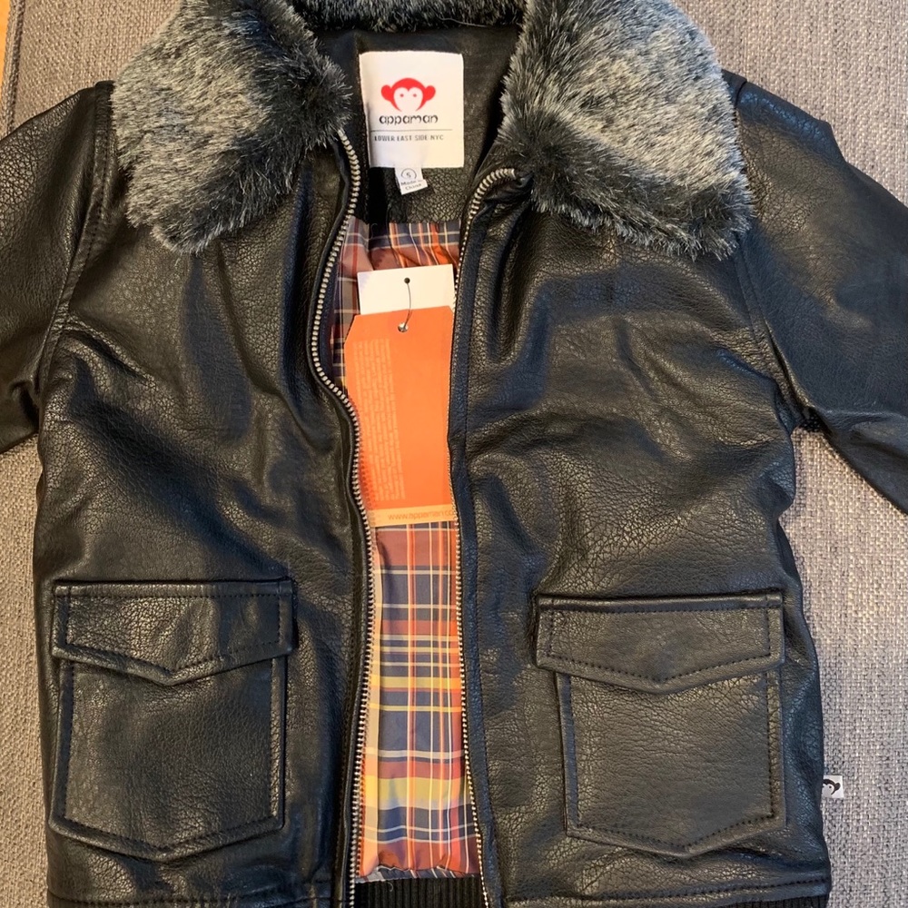 Brand New, Appaman Boys Size 5 Leather Jacket